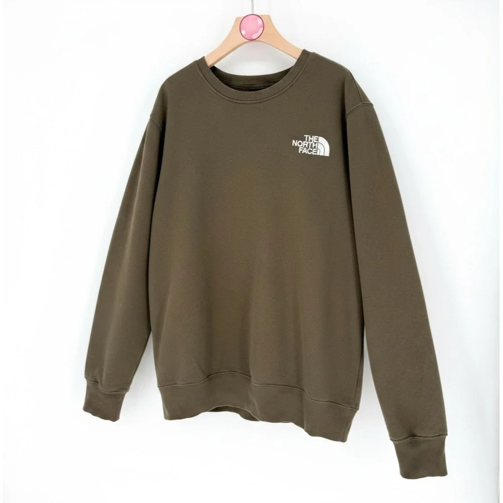 The North Face Crewneck Pullover‎ Sweatshirt Green Cotton Blend Logo Unisex XL